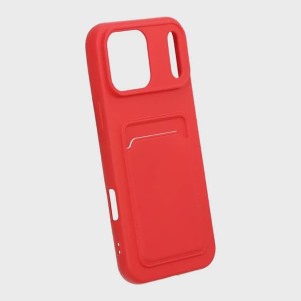 Mobilskal Silikon med Korthållare för iPhone 17 Pro Max - Röd