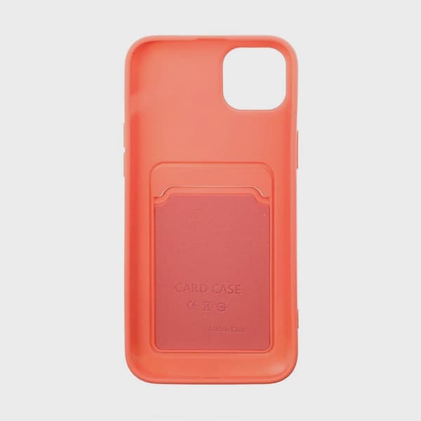 Mobilskal Silikon med Korthållare för iPhone 14 - Orange