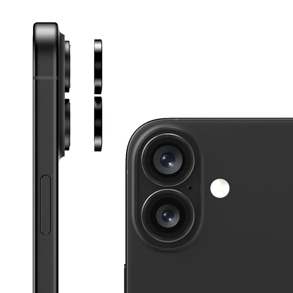 iPhone 16/16 Plus Bakkamera Lins + Fäste Svart