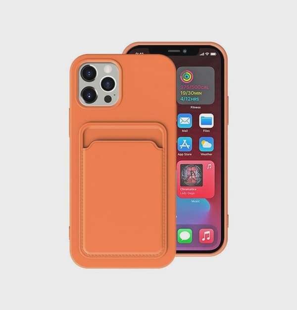 Mobilskal Silikon med Korthållare för iPhone 13 Pro Max - Orange