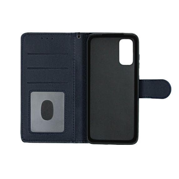 Flip Stand Leather Wallet Case For Samsung Galaxy S20 Blue