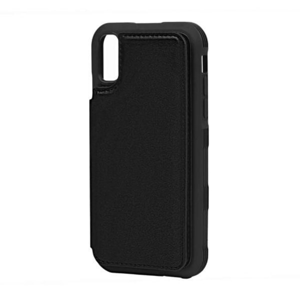 PU Leather Back Flip Kickstand Card Case Black For iPhone X/XS