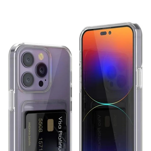 iPhone 14 Pro Mobilskal med Korthållare TPU Rvelon - Transparent