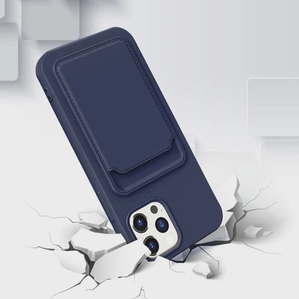 Mobilskal Silikon med Korthållare för iPhone 12/12 Pro - Blå