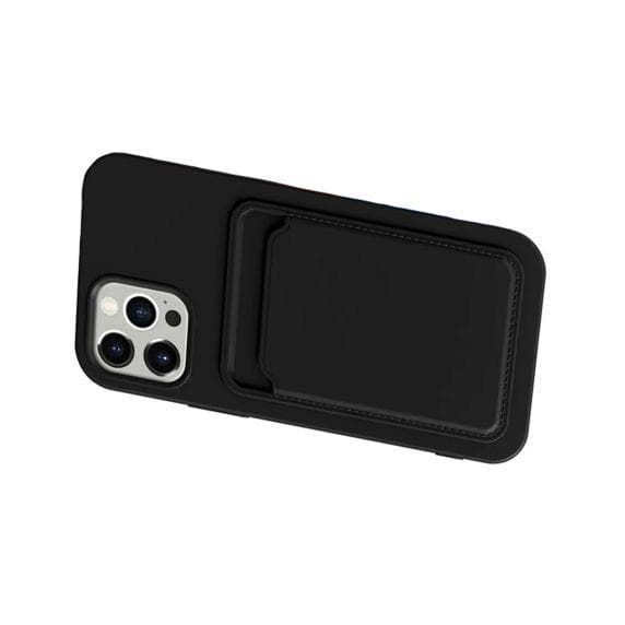 iPhone 13 Pro Max Soft Silikon Stötsäker Skal med Plånbok Kortplats Svart