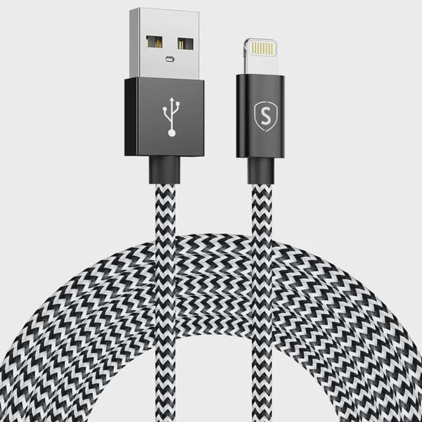 USB to Lightning Kabel 2.4A, 3m - Svart/Vit