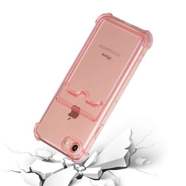 Stöttåligt Skal med Korthållare iPhone 7/8/SE (2020/2022) - Rosa