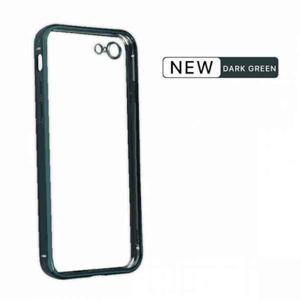 Apple iPhone 7/8 Luxury Classic Square Frame Protection Case Dark Green with Soft Thin Transparent Camera Protector High Quality