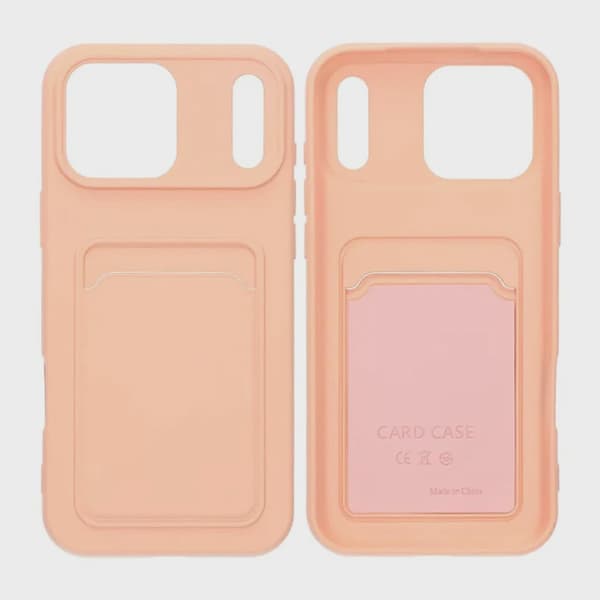Mobilskal Silikon med Korthållare för iPhone 17 Pro Max - Rosa