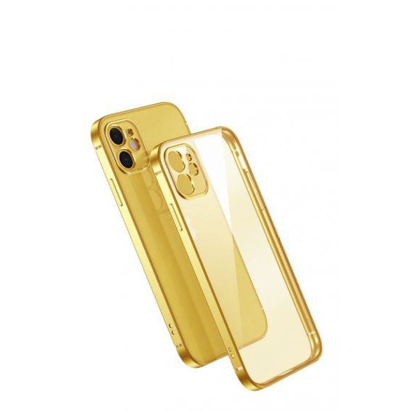 Apple iPhone 12 Mini Luxury Classic Square Frame Protection Case Gold With Soft Thin Transparent Camera Protector High Quality