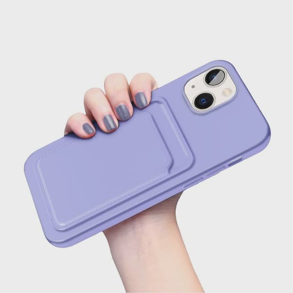Mobilskal Silikon med Korthållare för iPhone 14 Plus - Lila