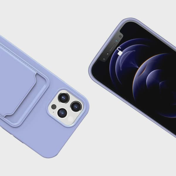 Mobilskal Silikon med Korthållare för iPhone 14 Pro Max - Lila