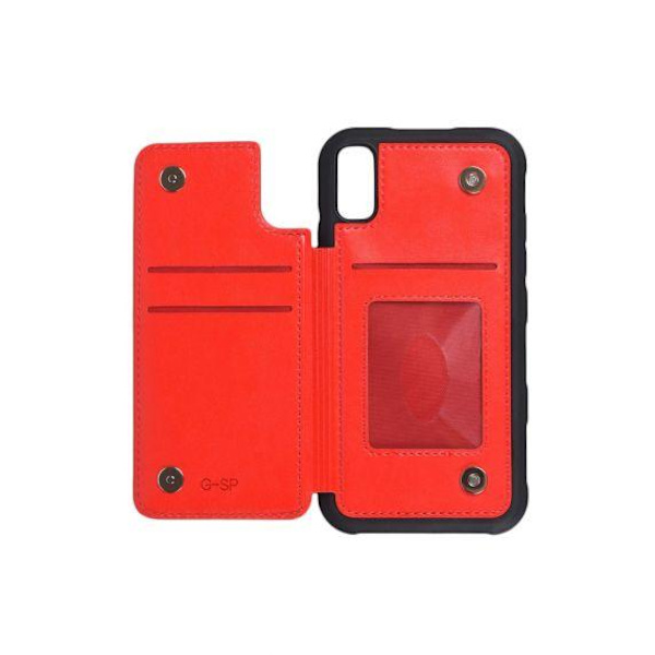 iPhone XR PU Leather Back Flip Wallet Case Red