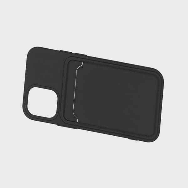 Mobilskal Silikon med Korthållare för iPhone 12 Mini - Svart