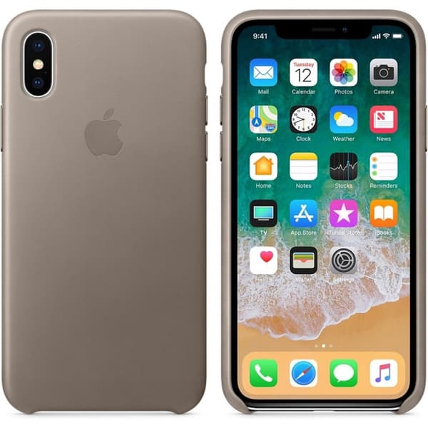Apple läderfodral taupe till iPhone X - SAND