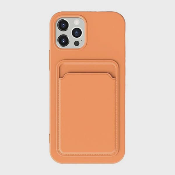 Mobilskal Silikon med Korthållare för iPhone 15 Pro Max - Orange