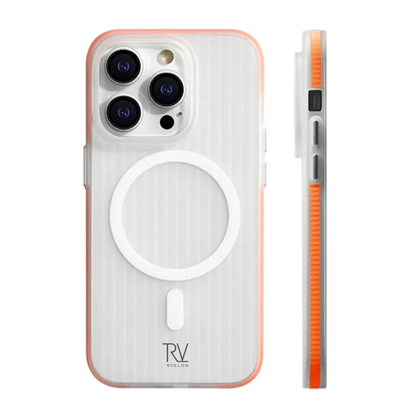 iPhone 14 Pro Mobilskal Korrugerad med Magsafe Rvelon - Orange