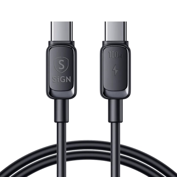 SiGN USB-C till USB-C Kabel 100W med Display, 2m - Svart