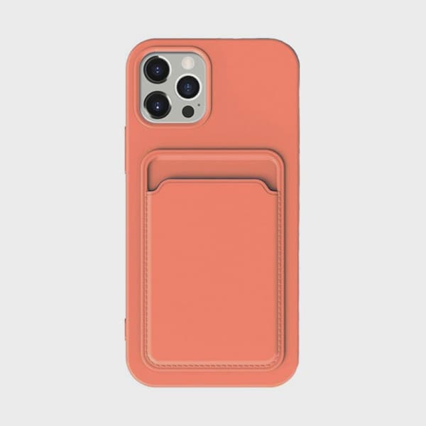 Mobilskal Silikon med Korthållare för iPhone 14 Pro - Orange