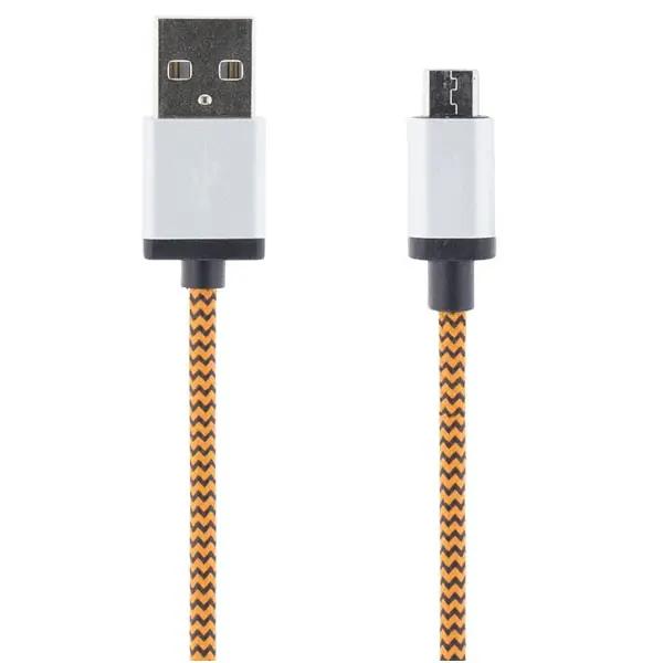 STREETZ USB-synk-/laddarkabel, tygklädd, USB Typ A ha - USB Micr