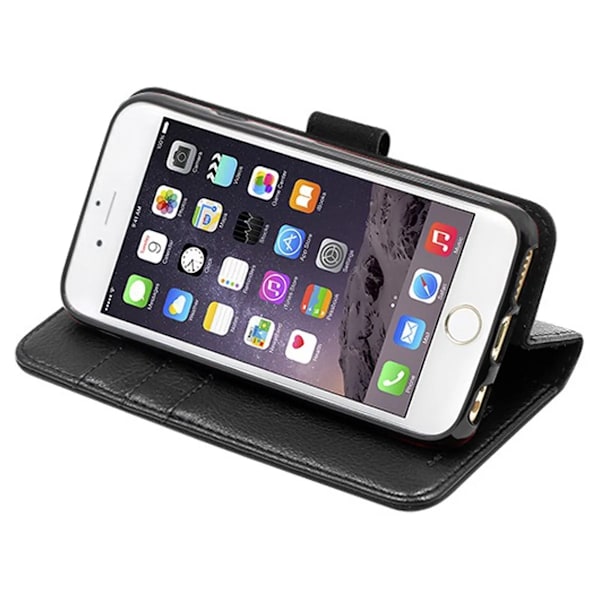 iPhone 6/6S Plånboksfodral Magnet Läder med Stativ - Svart