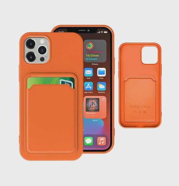 Mobilskal Silikon med Korthållare för iPhone 13 Pro Max - Orange