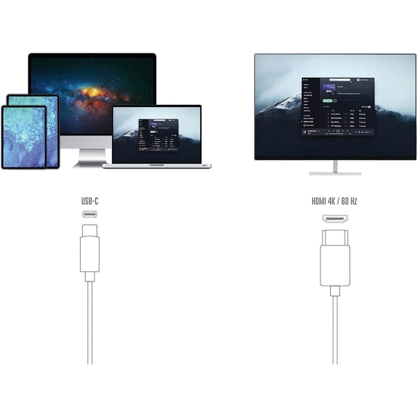 XtremeMac typ-C USB-C till HDMI-kabel - Svart 2M