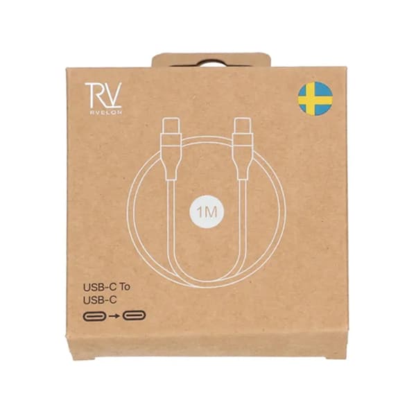 Rvelon Laddkabel USB C till USB C Silikon 60W - 1M Vit