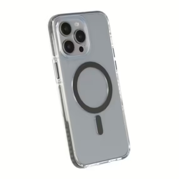 Transparent dubbelsidigt IMD magnetfodral för iPhone 15 Pro grå