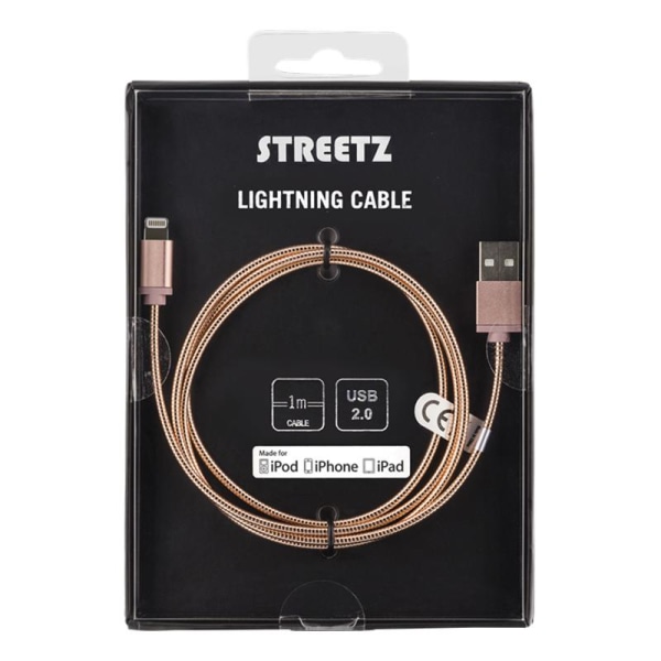 STREETZ USB till Lightning kabel, MFi, 1m, rosé