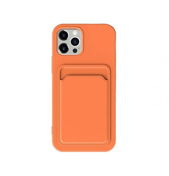 iPhone 13 Pro Silikonskal med Korthållare - Orange