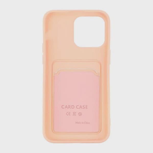 Mobilskal Silikon med Korthållare för iPhone 15 Pro Max - Rosa