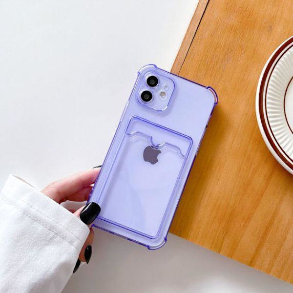 iPhone 12/12 Pro TPU Shockproof Protective Wallet Case Purple