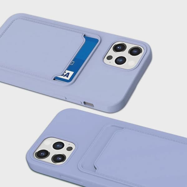Mobilskal Silikon med Korthållare för iPhone 14 Pro Max - Lila