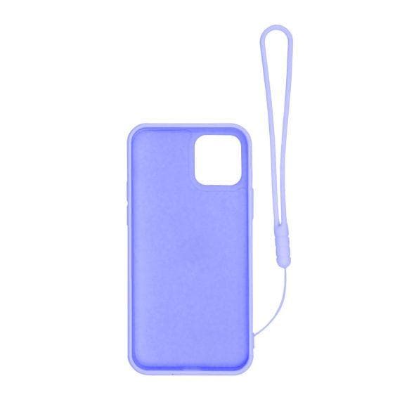 Apple iPhone 12 Pro Max Soft Liquid Silicone Case Purple with Magnetic Ring Holder Stand and Slim Hands Strap High Quality
