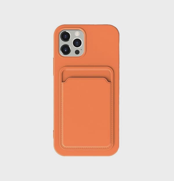 Mobilskal Silikon med Korthållare för iPhone 13 Pro Max - Orange