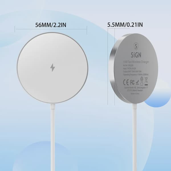 SiGN MagSafe Laddare Qi 15W, USB-C - Vit