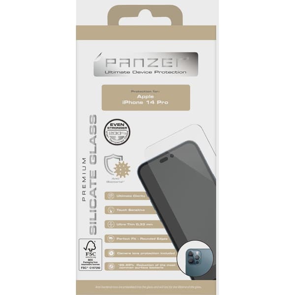 PANZER Full-fit Silicate Skärmskydd för iPhone 14 Pro