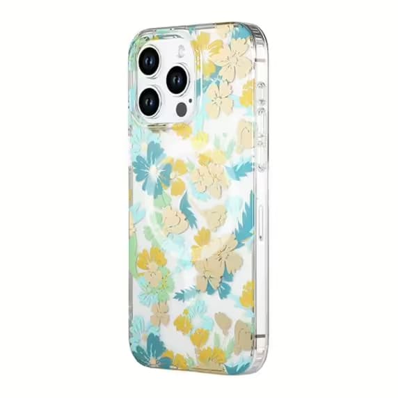 iPhone 13 Pro Max Mobilskal MagSafe - Blommor Turkos