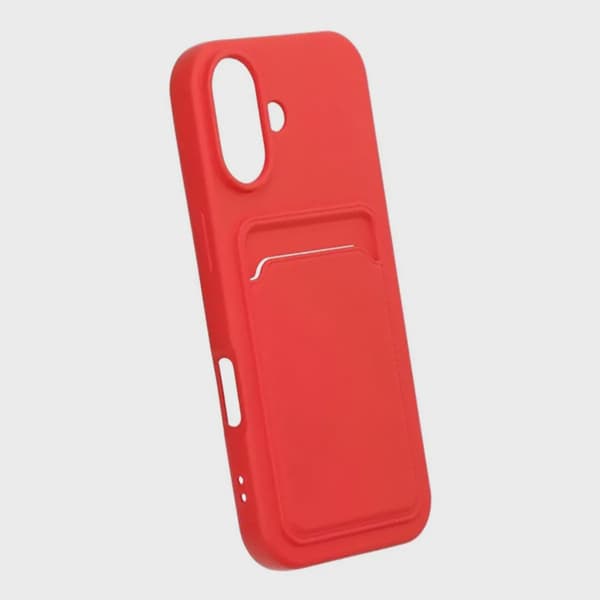 Mobilskal Silikon med Korthållare för iPhone 17 - Röd
