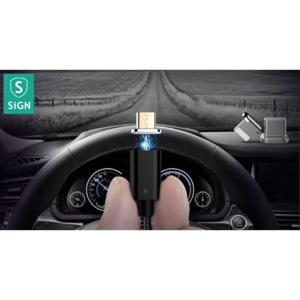 SiGN Magnetkabel 3-i-1 USB-C, Lightning, Micro-USB 2.4A, 1 m - S