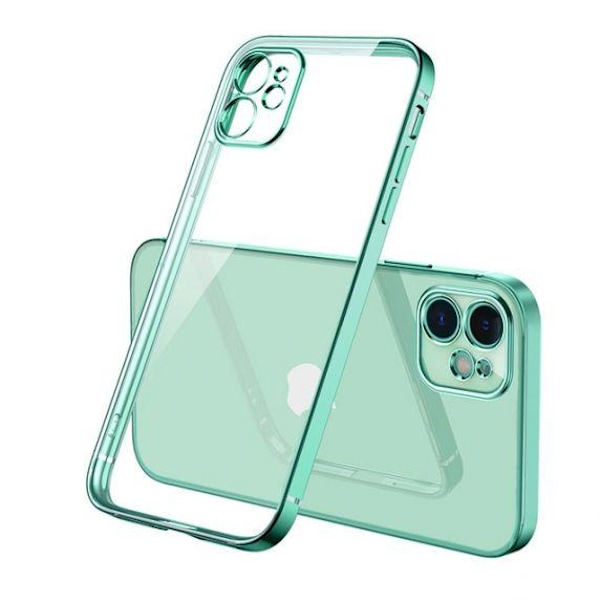 Apple iPhone 12 Mini Luxury Classic Square Frame Protection Case Green With Soft Thin Transparent Camera Protector High Quality