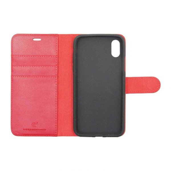 iPhone X/XS Flip Stand Läderplånboksfodral Röd