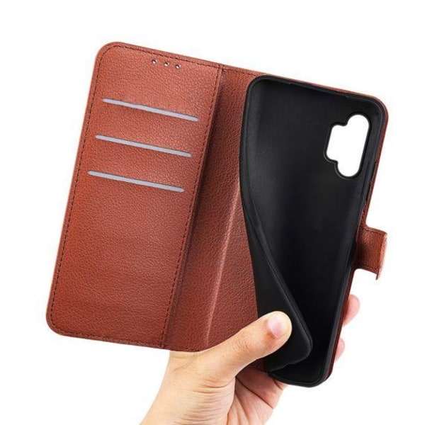 Flip Stand Leather Wallet Case For Samsung Galaxy A13 4G Brown