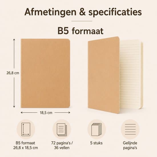 Notesbog – Sæt med 5 linjerede kraftnotesbøger – 26,8 x 18,5 cm – Gul – Til studie