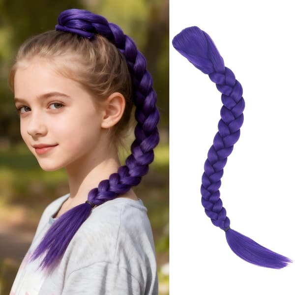 Lila Flätor Hår Rumi Hårförlängningar för Cosplay Halloween Kostym