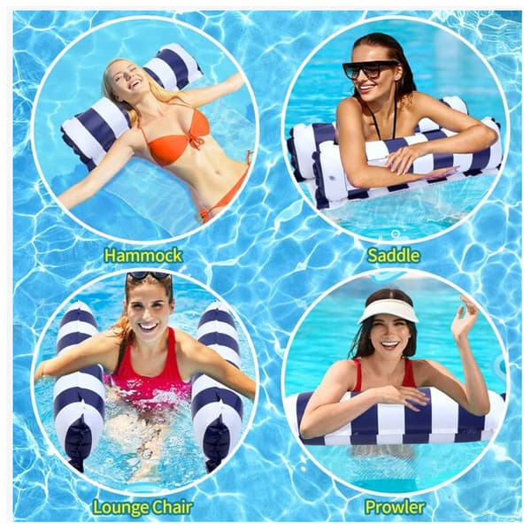 Uppblåsbar poolmadrass 2-pack poolhängmatta blå och orange