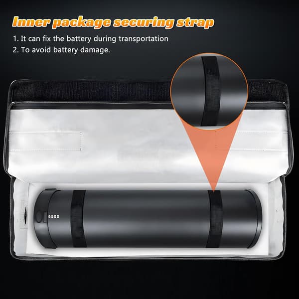 2-pack E-cykel Batteri Brandsäker Låda - 1400°C Resistens, Vattentät & Explosionssäker Väska för Säker Förvaring & Transport