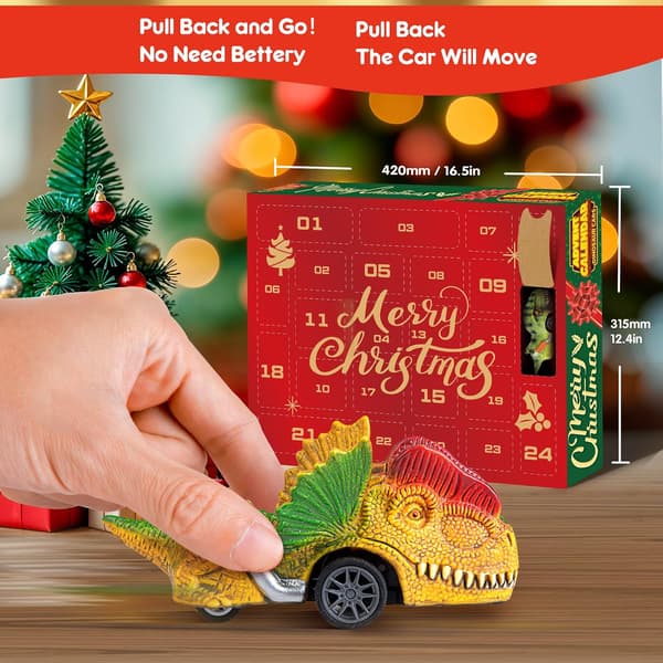 Dinosaur Monster Truck Julekalender 2026 24 Dagers Nedtelling for Barn Gutter