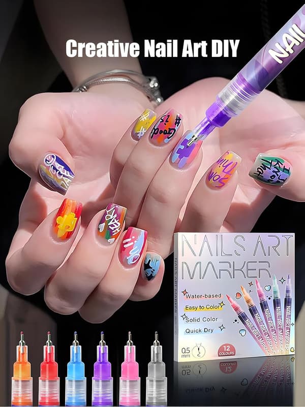 12 stk. Neglekunst Marker Sæt 0,5 mm Fin Spids til Præcis Doodling